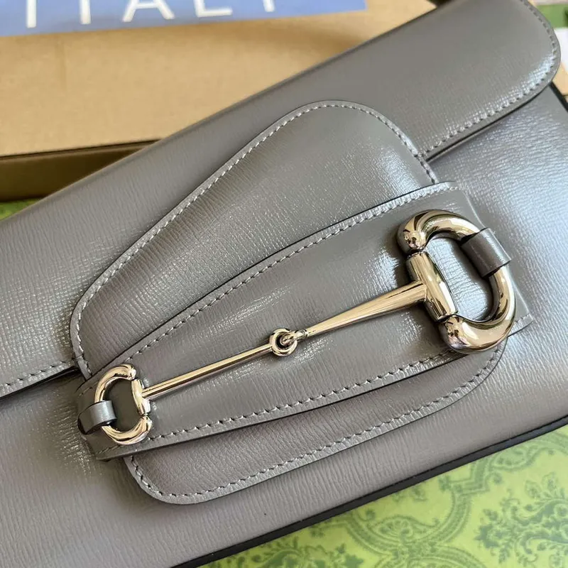 Gucci 764155 Gucci Horsebit 1955 Kabelka přes rameno Šedá