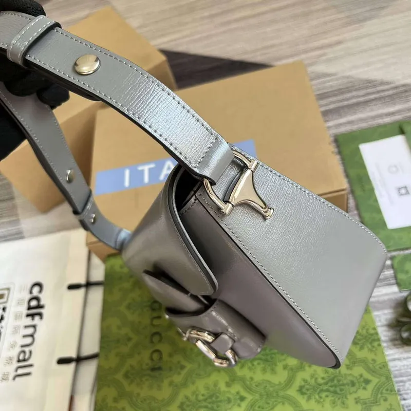 Gucci 764155 Gucci Horsebit 1955 Kabelka přes rameno Šedá