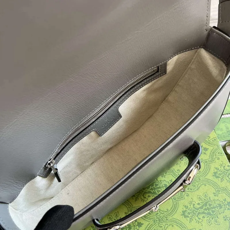 Gucci 764155 Gucci Horsebit 1955 Kabelka přes rameno Šedá