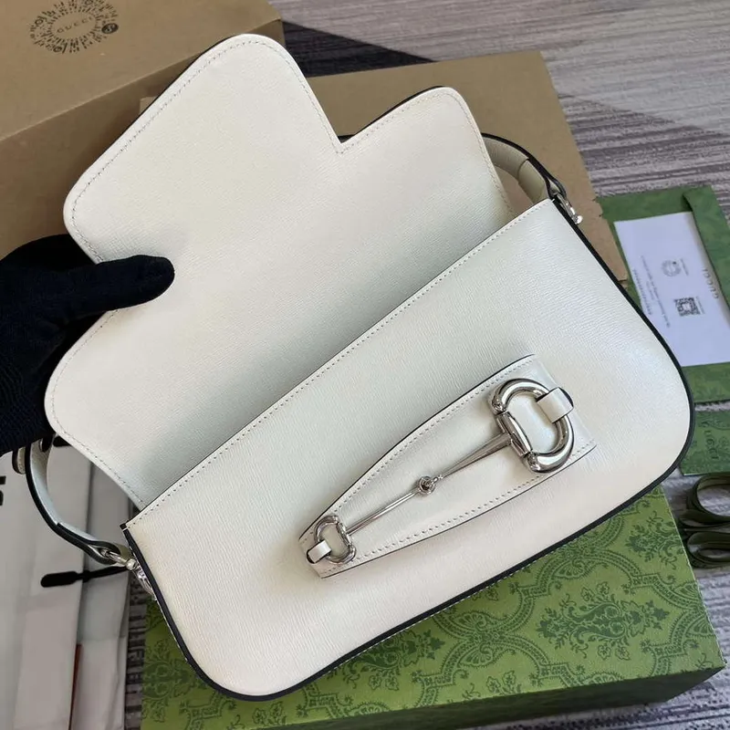 Gucci 764155 Gucci Horsebit 1955 Kabelka přes rameno Bílá
