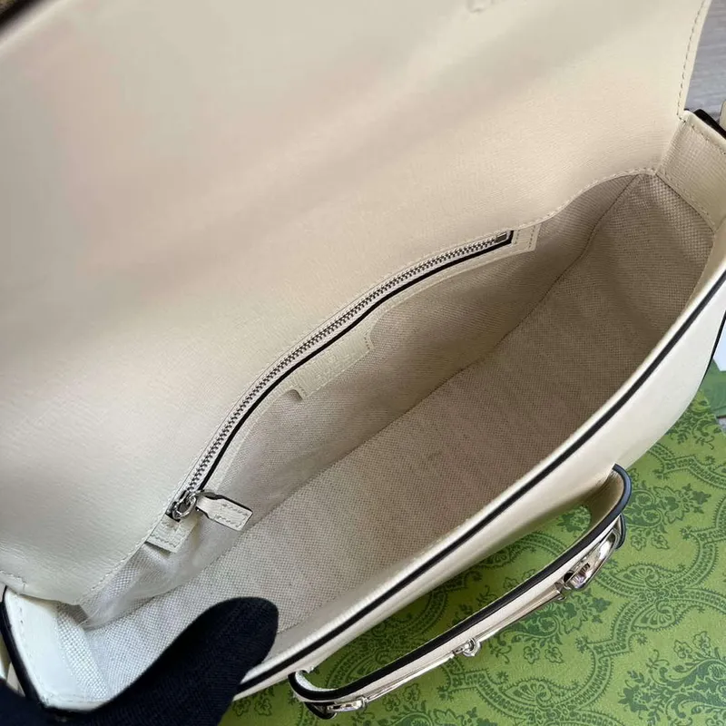 Gucci 764155 Gucci Horsebit 1955 Kabelka přes rameno Bílá