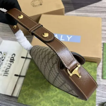 Gucci 764155 Gucci Horsebit 1955 Malá ramenní taška Hnědá