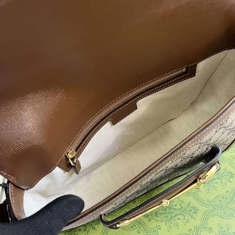 Gucci 764155 Gucci Horsebit 1955 Malá ramenní taška Hnědá