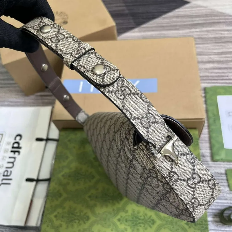 Gucci 764155 Gucci Horsebit 1955 Malá kabelka přes rameno Béžová/ebonová