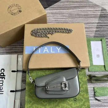 Gucci 774209 Gucci Horsebit 1955 Mini Ramenní Taška Šedá