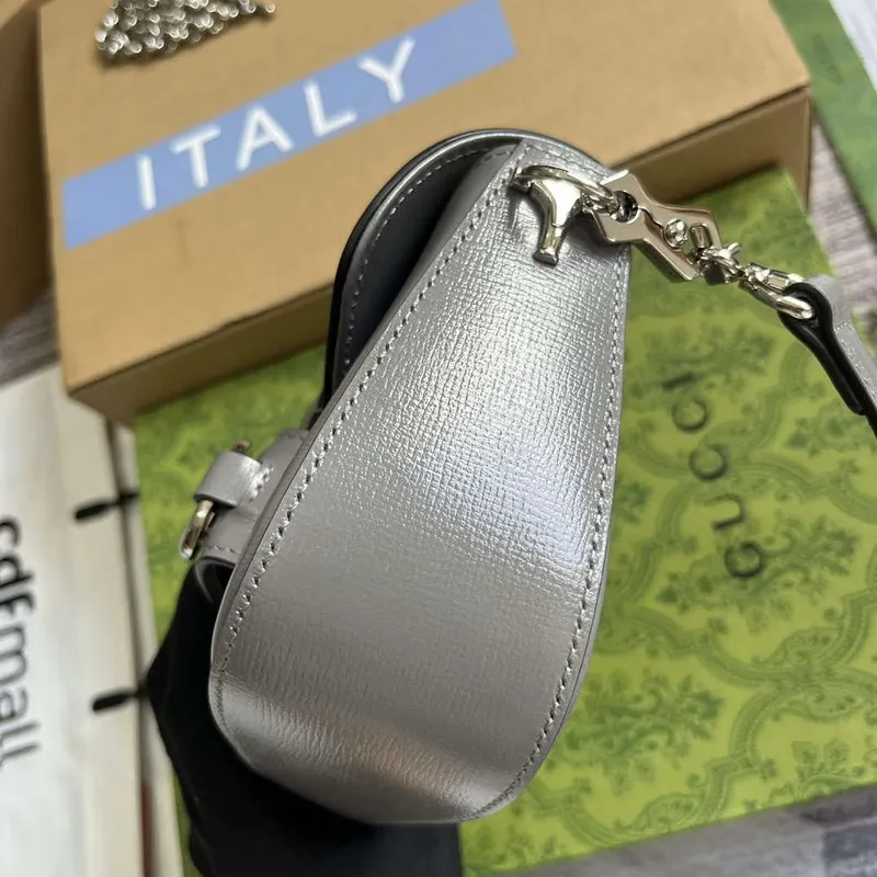 Gucci 774209 Gucci Horsebit 1955 Mini Ramenní Taška Šedá