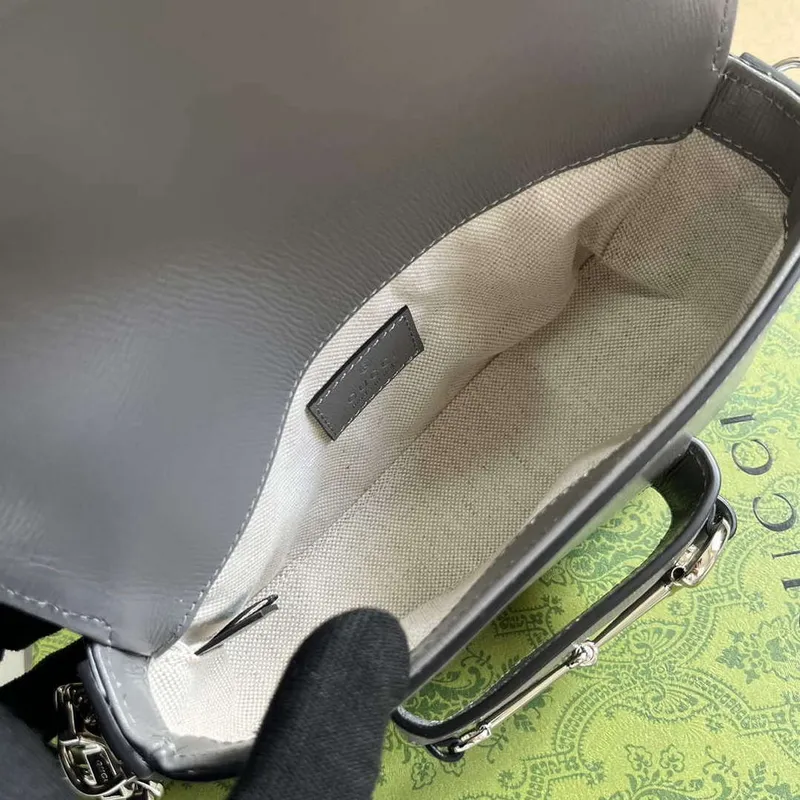 Gucci 774209 Gucci Horsebit 1955 Mini Ramenní Taška Šedá