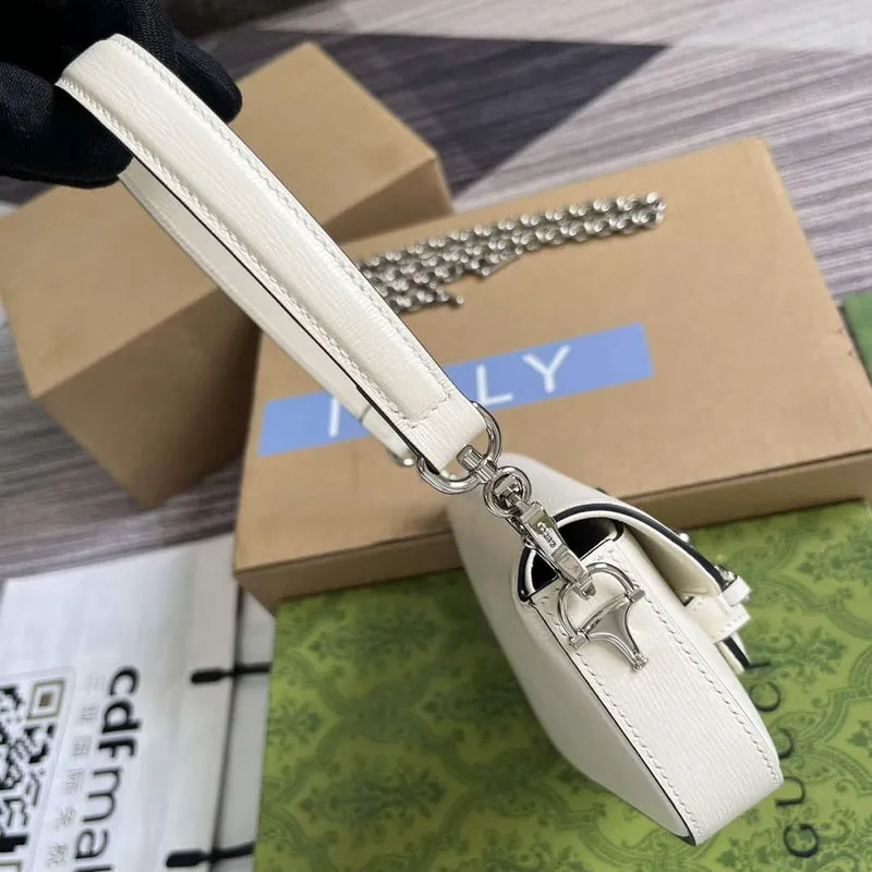 Gucci 774209 Gucci Horsebit 1955 Mini Ramenní Taška Bílá