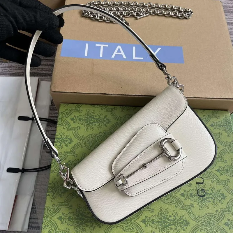 Gucci 774209 Gucci Horsebit 1955 Mini Ramenní Taška Bílá