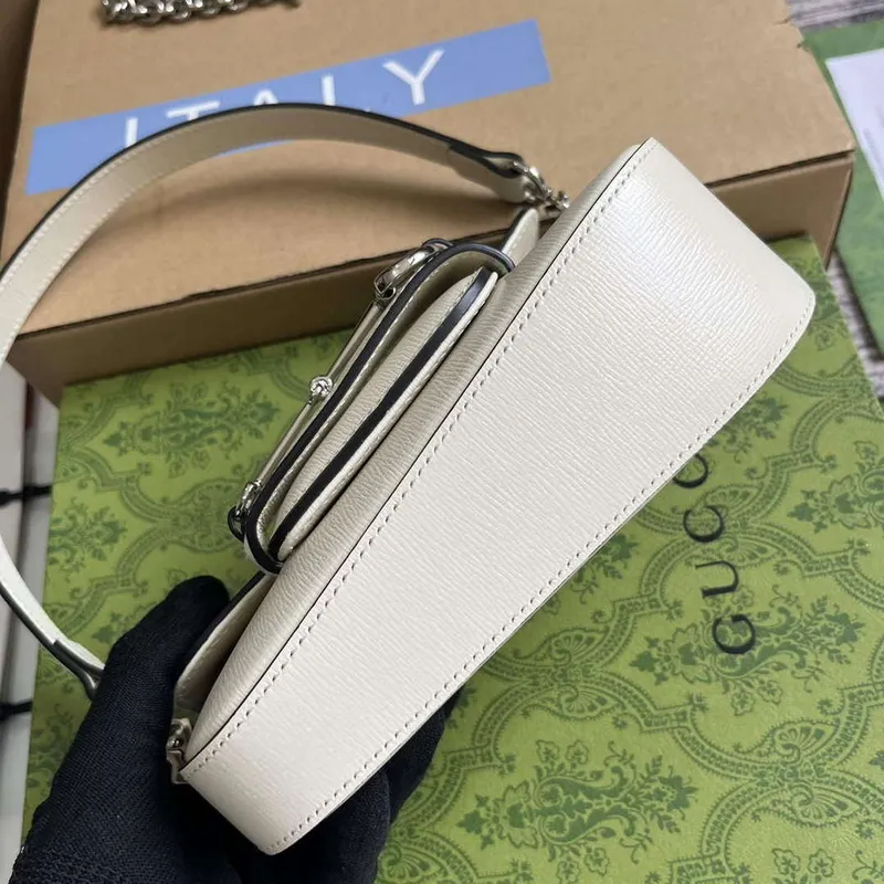 Gucci 774209 Gucci Horsebit 1955 Mini Ramenní Taška Bílá