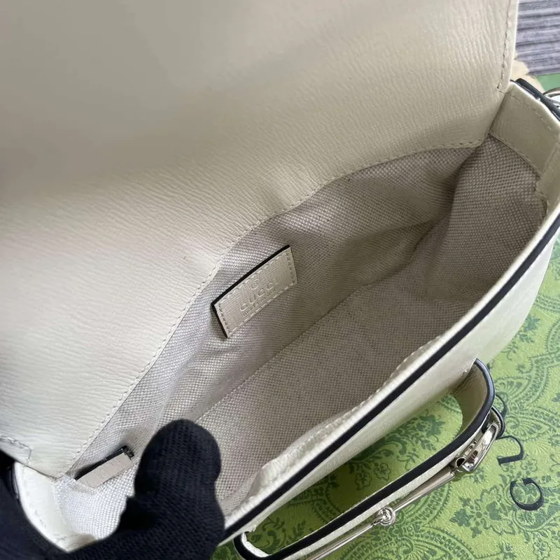 Gucci 774209 Gucci Horsebit 1955 Mini Ramenní Taška Bílá