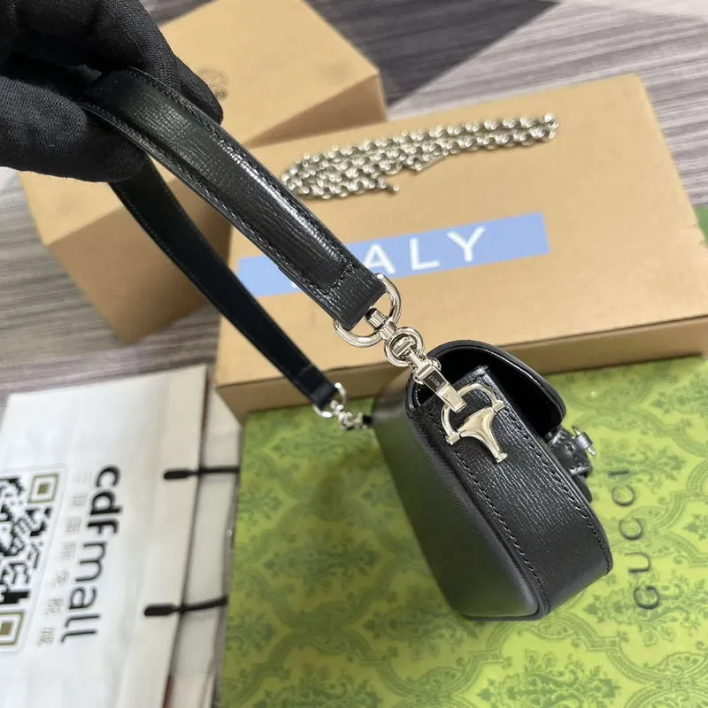 Gucci 774209 Gucci Horsebit 1955 Mini Ramenní Taška Černá