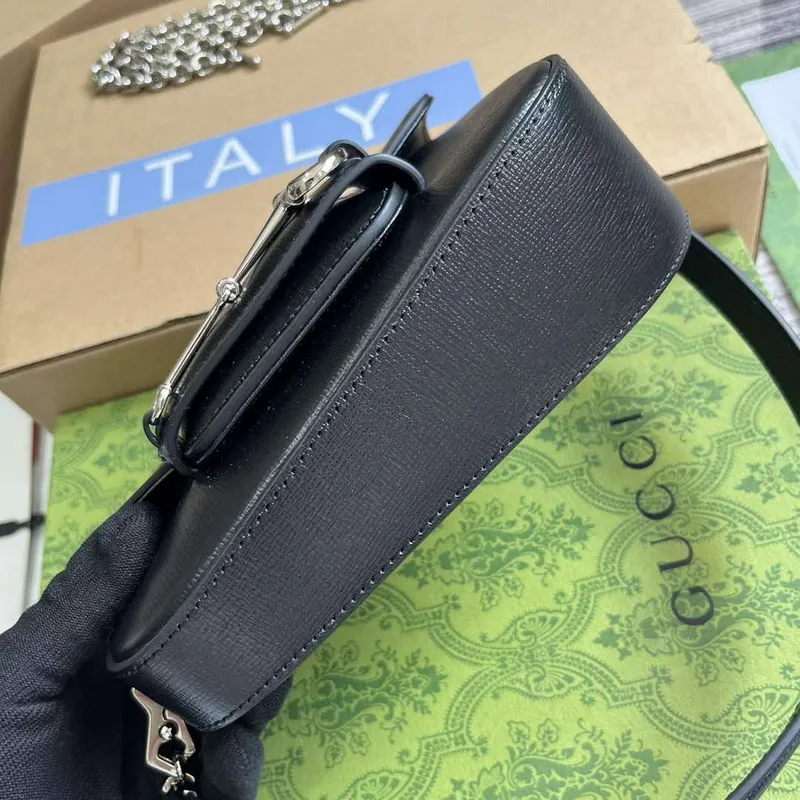 Gucci 774209 Gucci Horsebit 1955 Mini Ramenní Taška Černá