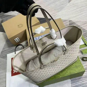 Gucci 739730 Ophidia Střední taška přes rameno Ovesná plátno