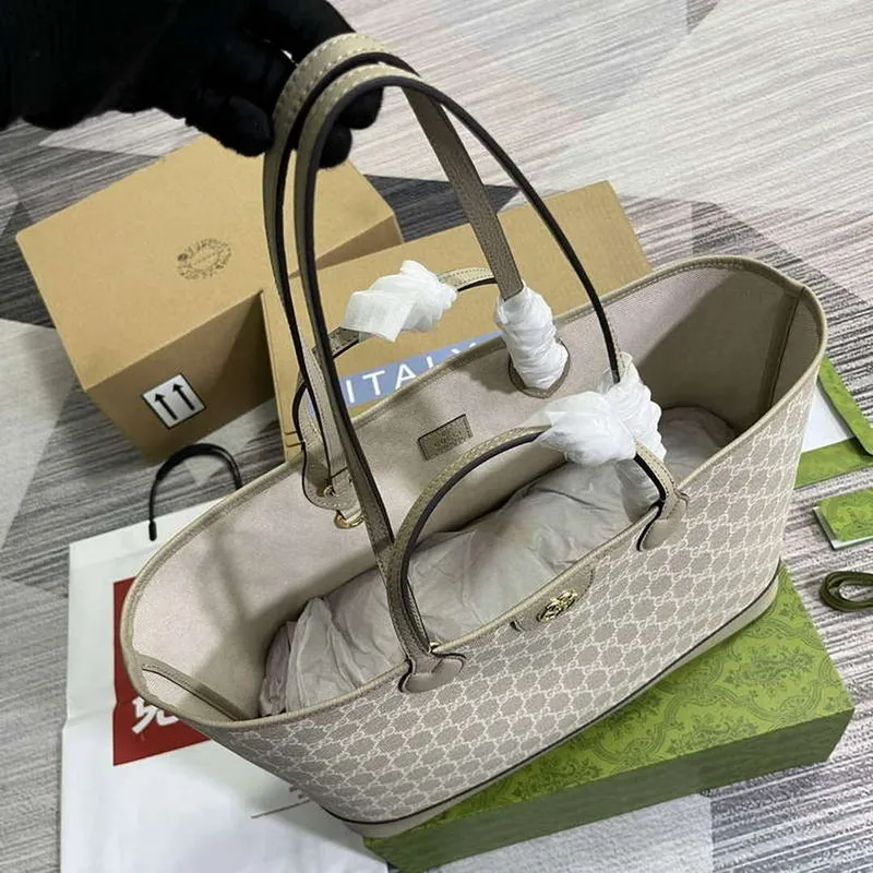 Gucci 739730 Ophidia Střední taška přes rameno Ovesná plátno