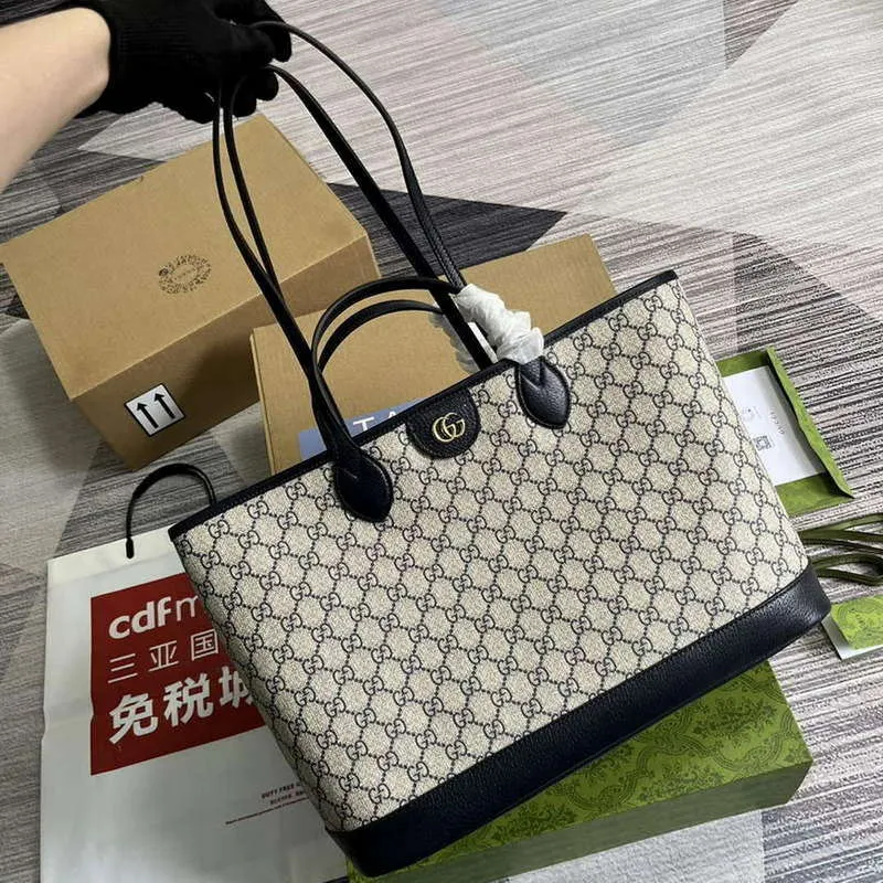 Gucci 739730 Ophidia Střední Tote Taška Tmavě Modrá plátno