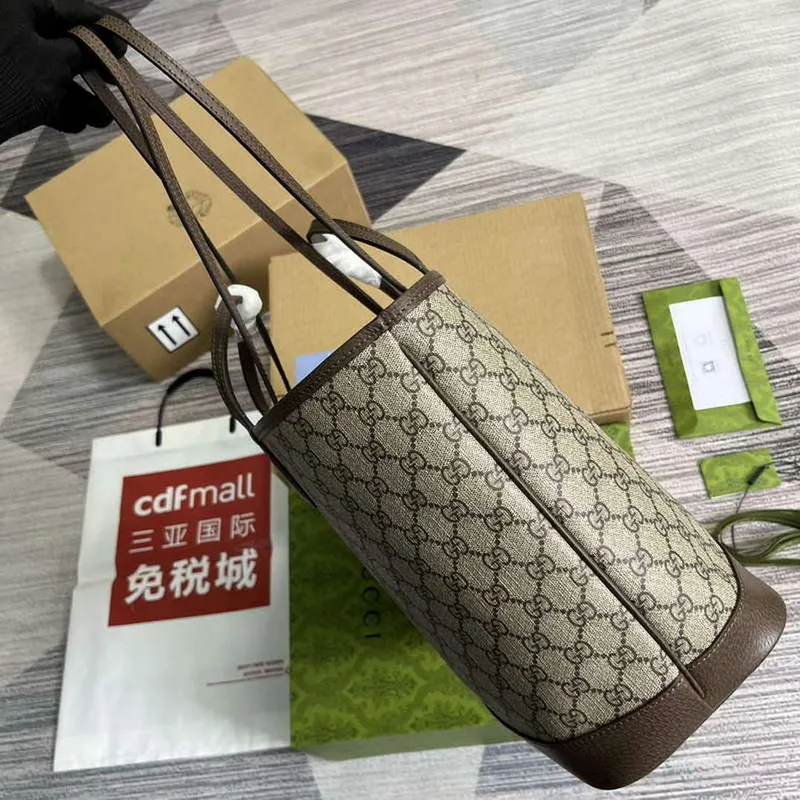 Gucci 739730 Ophidia Střední Tote Taška Hnědá plátno