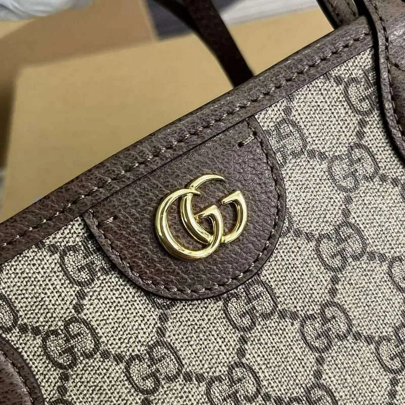 Gucci 739730 Ophidia Střední Tote Taška Hnědá plátno