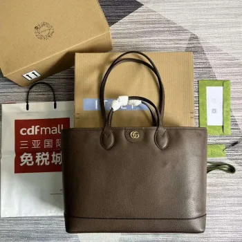 Gucci 739730 Ophidia Střední Tote Taška Hnědá kůže