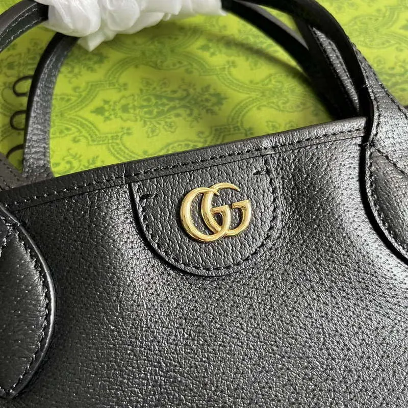 Gucci 739730 Ophidia Střední Tote Taška Černá kůže