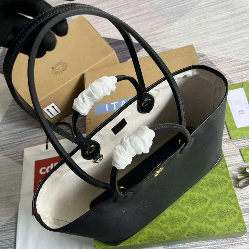 Gucci 739730 Ophidia Střední Tote Taška Černá kůže