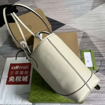 Gucci 739730 Ophidia Střední Tote Taška Bílá kůže