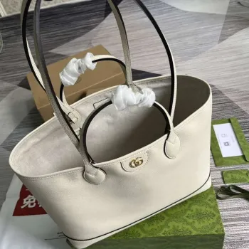Gucci 739730 Ophidia Střední Tote Taška Bílá kůže