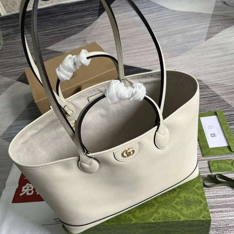 Gucci 739730 Ophidia Střední Tote Taška Bílá kůže