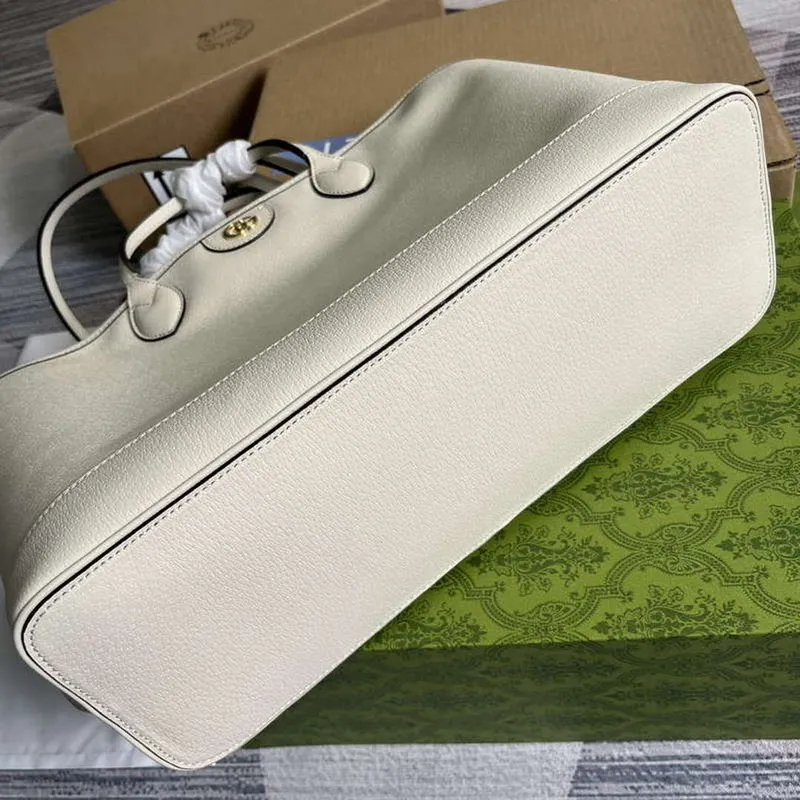 Gucci 739730 Ophidia Střední Tote Taška Bílá kůže