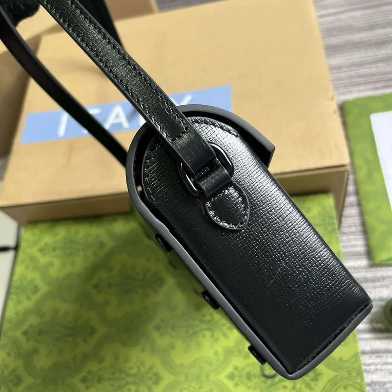 Gucci 699296 Gucci Horsebit 1955 Mini Taška Černá Kůže