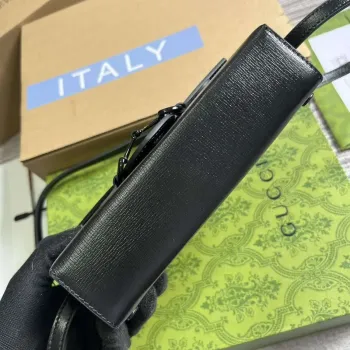 Gucci 699296 Gucci Horsebit 1955 Mini Taška Černá Kůže