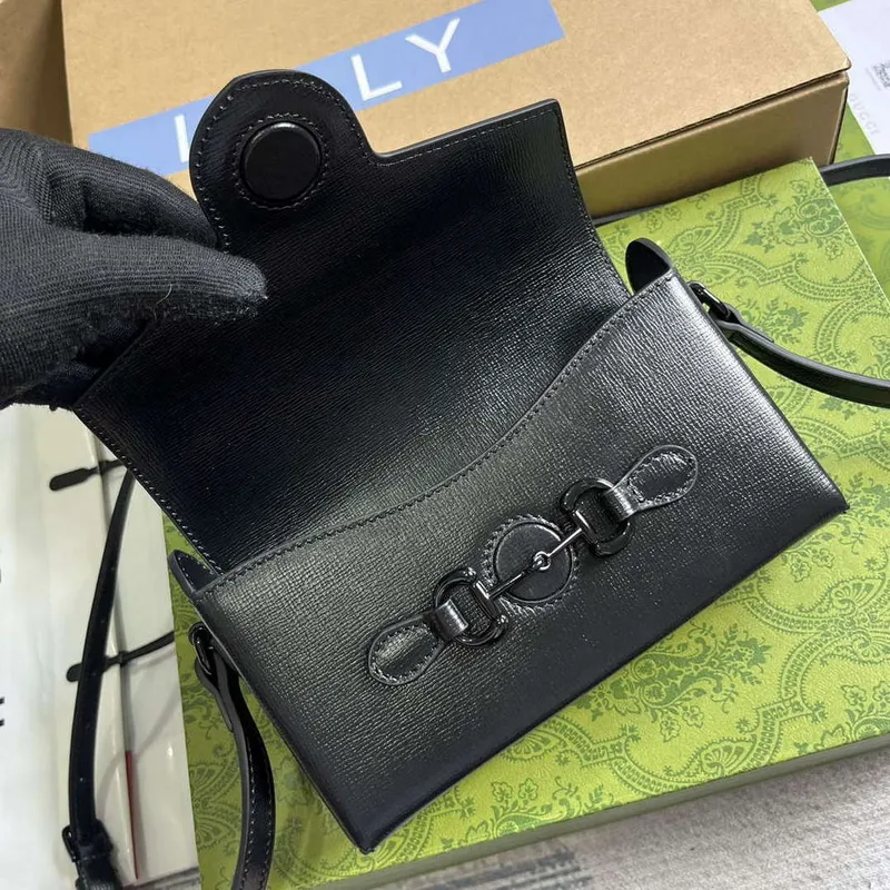 Gucci 699296 Gucci Horsebit 1955 Mini Taška Černá Kůže