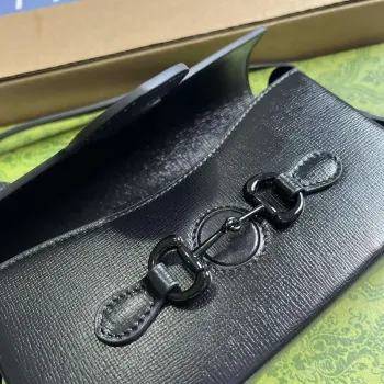 Gucci 699296 Gucci Horsebit 1955 Mini Taška Černá Kůže