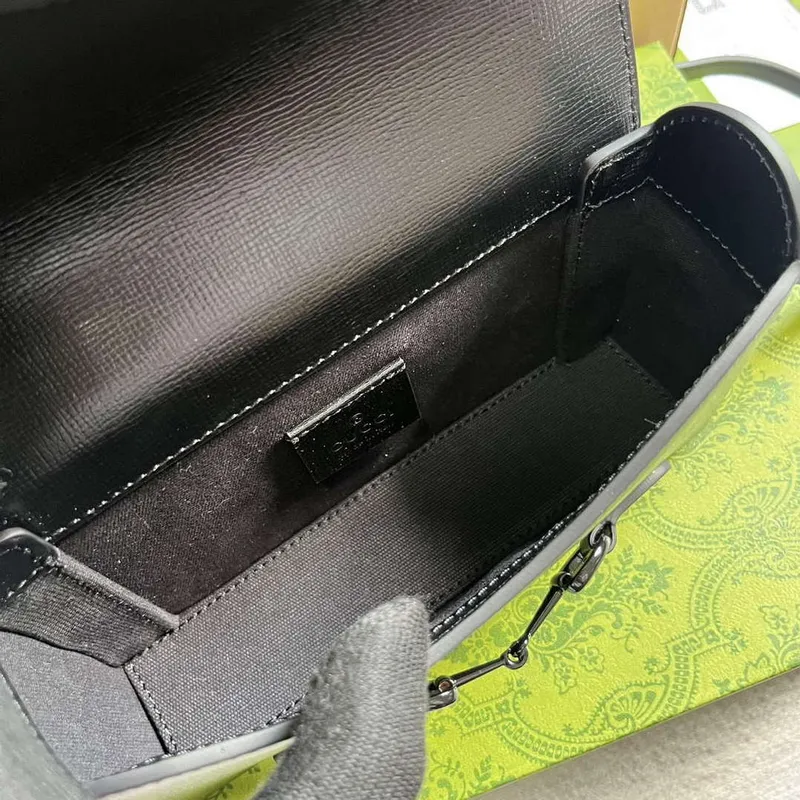 Gucci 699296 Gucci Horsebit 1955 Mini Taška Černá Kůže