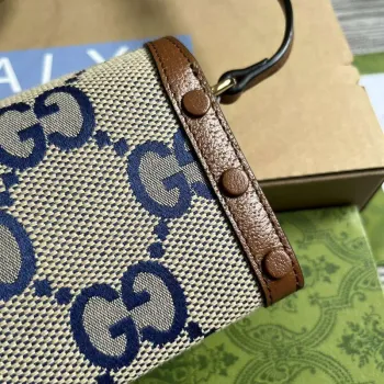 Gucci 699296 Gucci Horsebit 1955 Jumbo GG Mini Taška Modrá velké G