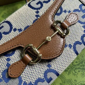 Gucci 699296 Gucci Horsebit 1955 Jumbo GG Mini Taška Modrá velké G