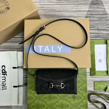 Gucci 699296 Gucci Horsebit 1955 Jumbo GG Mini Taška Černá velké G