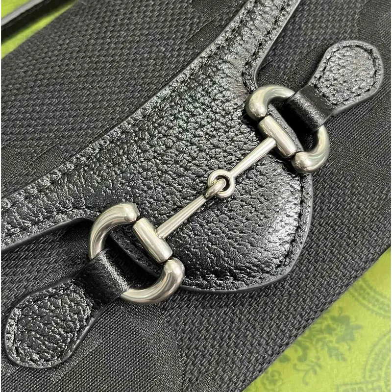 Gucci 699296 Gucci Horsebit 1955 Jumbo GG Mini Taška Černá velké G