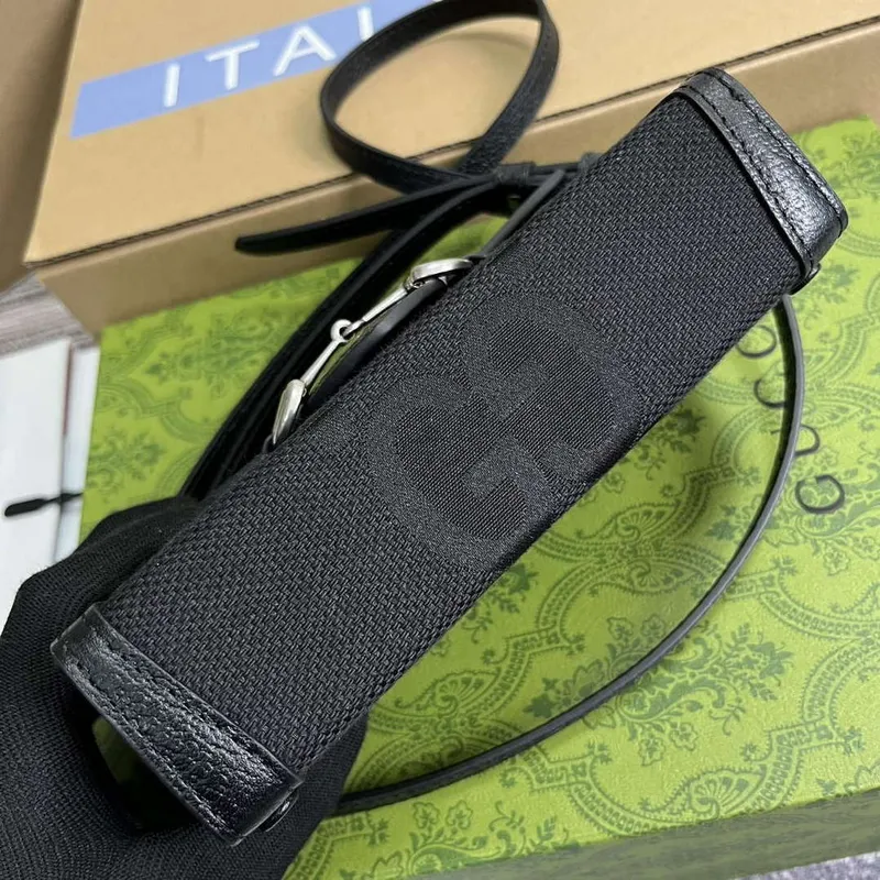 Gucci 699296 Gucci Horsebit 1955 Jumbo GG Mini Taška Černá velké G