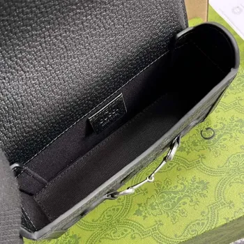Gucci 699296 Gucci Horsebit 1955 Jumbo GG Mini Taška Černá velké G