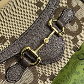 Gucci 699296 Gucci Horsebit 1955 Jumbo GG Mini Taška Hnědá velké G