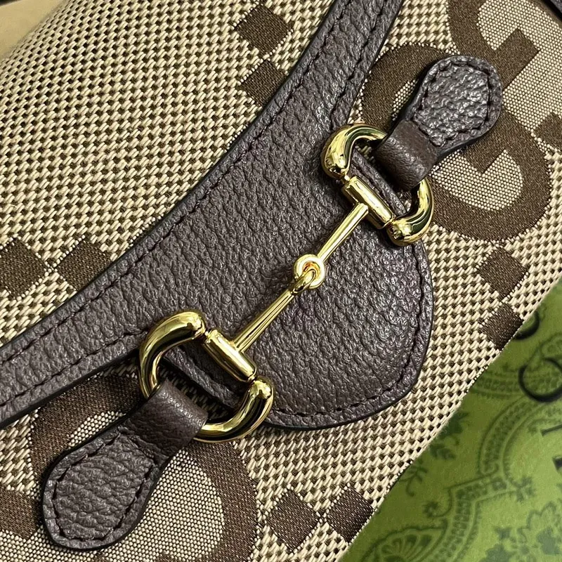 Gucci 699296 Gucci Horsebit 1955 Jumbo GG Mini Taška Hnědá velké G