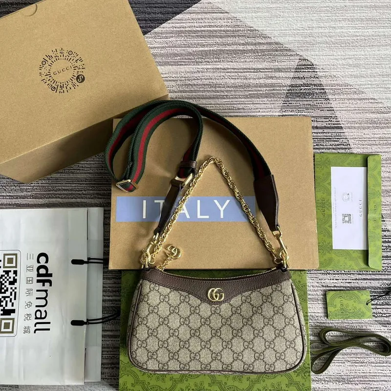 Gucci 735132 Ophidia GG Malá kabelka Hnědá
