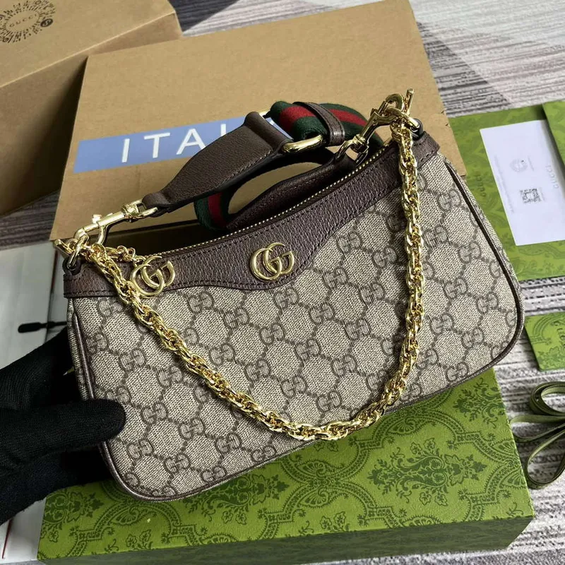Gucci 735132 Ophidia GG Malá kabelka Hnědá