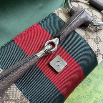 Gucci 764255 Gucci Horsebit Chain Střední Kabelka přes Rameno Hnědá