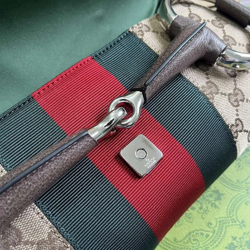 Gucci 764255 Gucci Horsebit Chain Střední Kabelka přes Rameno Hnědá