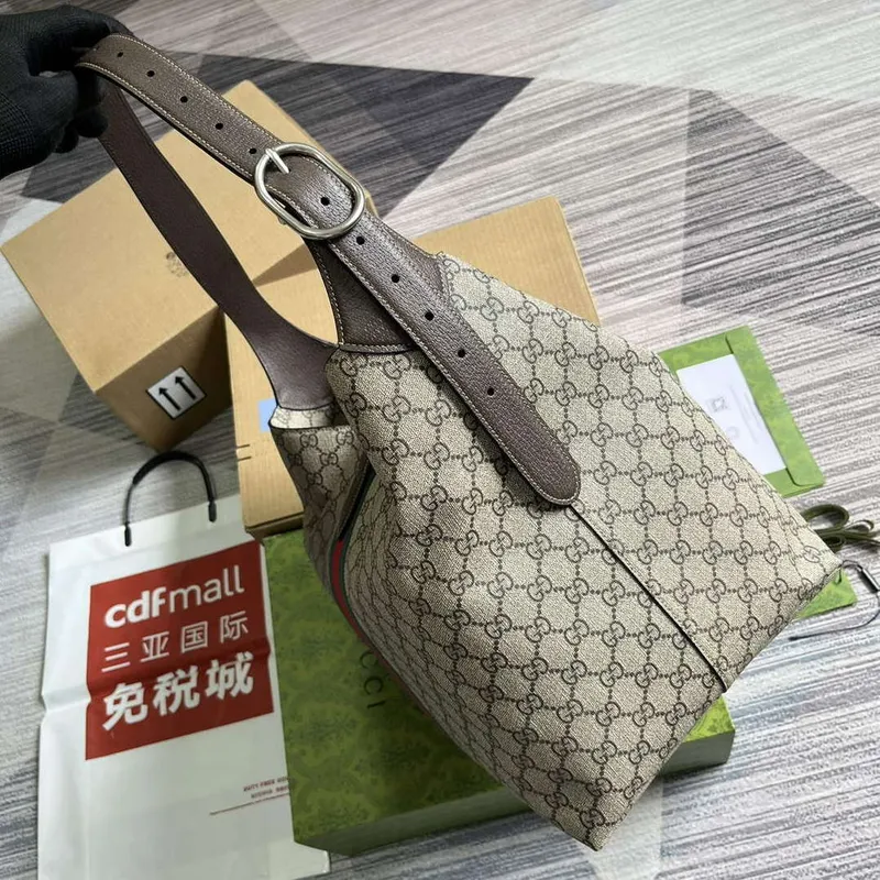 Gucci 763103 Jackie 1961 Malá ramenní taška béžová a ebenová