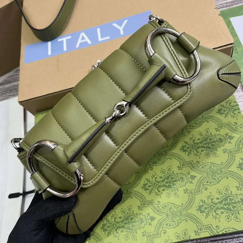 Gucci 764339 Gucci Horsebit Chain Malá Kabelka přes Rameno Zelená