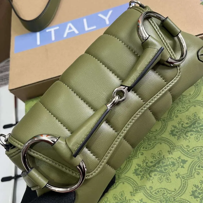 Gucci 764339 Gucci Horsebit Chain Malá Kabelka přes Rameno Zelená