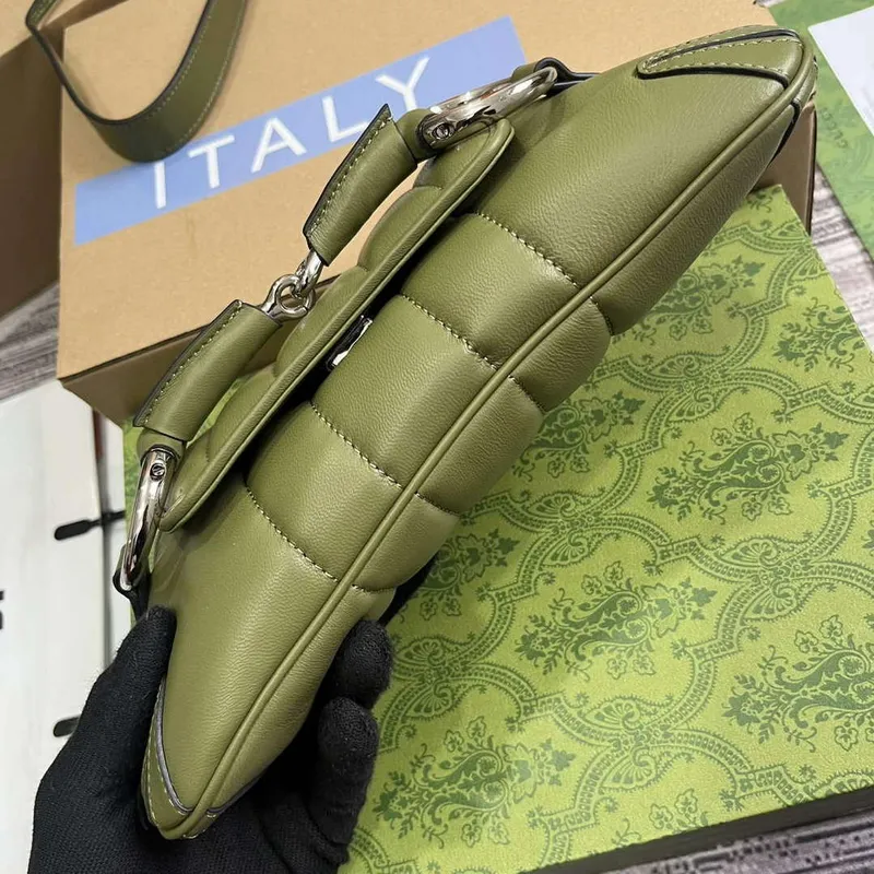 Gucci 764339 Gucci Horsebit Chain Malá Kabelka přes Rameno Zelená